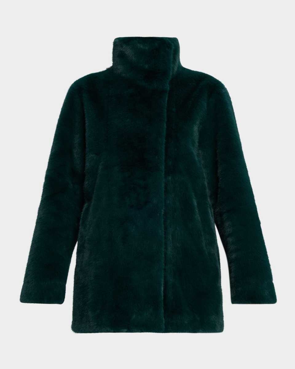 Jenny Stand-Collar Faux Fur Coat